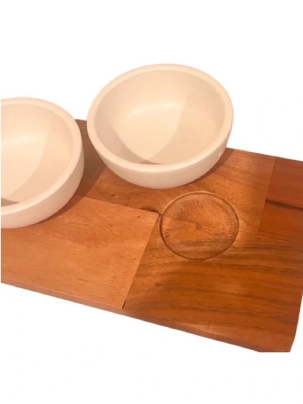 🆕-Threshold - 4pc Wood Serving Board and Ceramic Bowl Set.